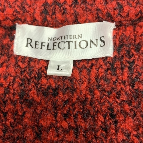 Northern Reflections Plaid Sweater Full Zipper Size Large Red and Black - Picture 5 of 10